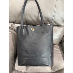 Tory Burch Black Leather Tote Bag Dual Handle Shoulder Bag